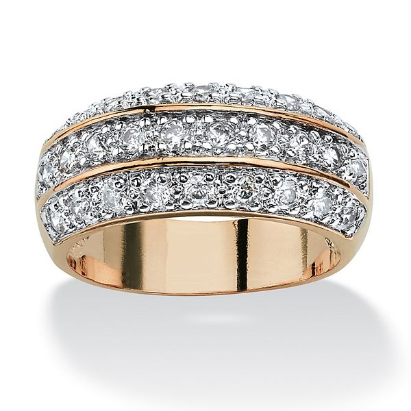 kensscratch 3plate-ring R022 10号 PalmBeach Jewelry 1.68 TCW Round Cubic Zirconia Triple Row Ring in