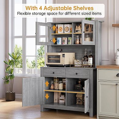 IDEALHOUSE Farmhouse Pantry with Microwave Stand