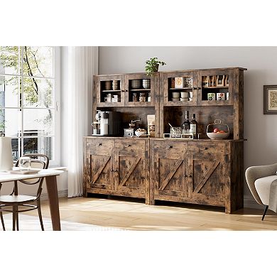 IDEALHOUSE Farmhouse Pantry with Microwave Stand