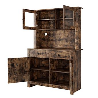 IDEALHOUSE Farmhouse Pantry with Microwave Stand