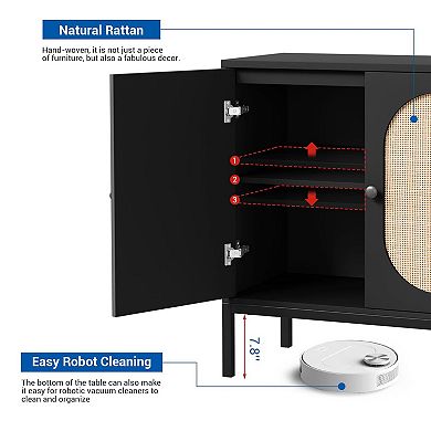 IDEALHOUSE Modern Rattan Buffet Cabinet