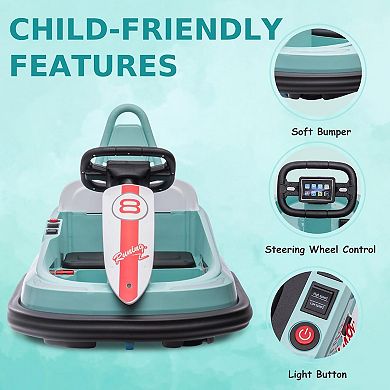 6V Electric Ride On Toys for 1.5-6 Years, w/Steering Wheel, 360 Degree Spin, 2-Speeds, Safety Belts