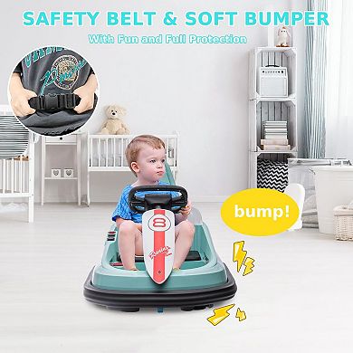 6V Electric Ride On Toys for 1.5-6 Years, w/Steering Wheel, 360 Degree Spin, 2-Speeds, Safety Belts