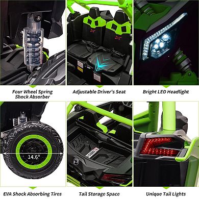 2 Seats Ride-on UTV with Remote Control for Kids, 2 * 24V Batteries 4 * 200W Motor, Electric Vehicle