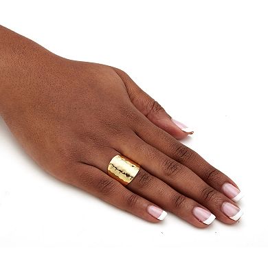 PalmBeach Jewelry Gold-Plated Sterling Silver Hammered-Style Cigar Band