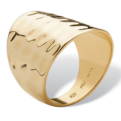 PalmBeach Jewelry Gold-Plated Sterling Silver Hammered-Style Cigar Band
