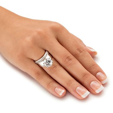 PalmBeach Jewelry 4.80 Cttw. 2-Piece Round Cubic Zirconia Sterling Silver Wedding Ring Set