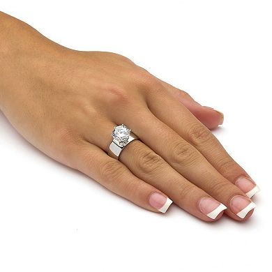 PalmBeach Jewelry 4.80 Cttw. 2-Piece Round Cubic Zirconia Sterling Silver Wedding Ring Set