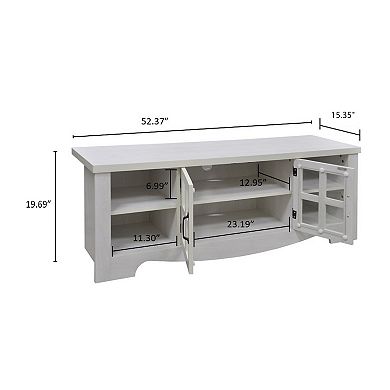 52.37 in. Wood TV Stand with 1 Glass-fronted Storage Cabinets Fits TV's up to 60 in.