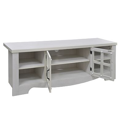 52.37 in. Wood TV Stand with 1 Glass-fronted Storage Cabinets Fits TV's up to 60 in.