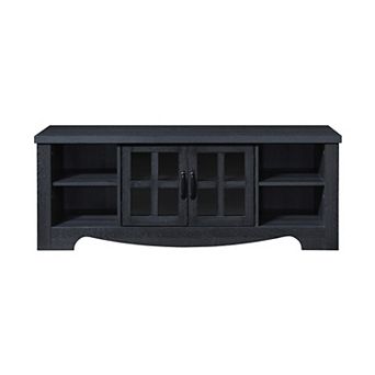 52.37 in Wood TV Stand with 1 Glass-fronted Storage Cabinets Fits TV's up to 60 in