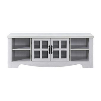 52.37 in Wood TV Stand with 1 Glass-fronted Storage Cabinets Fits TV's up to 60 in