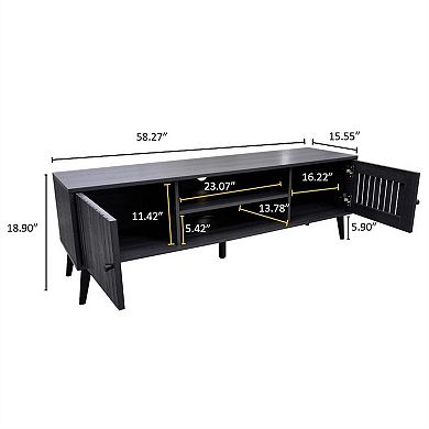58.27 in. Wood TV Stand with 2 Storage Cabinets Fits TV's up to 65 in.