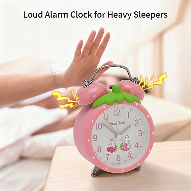 Strawberry Shape Alarm Clock, Traditional Dual Bell Design, Loud Alarm, for Bedroom 3.5"x2.4"x4.7"
