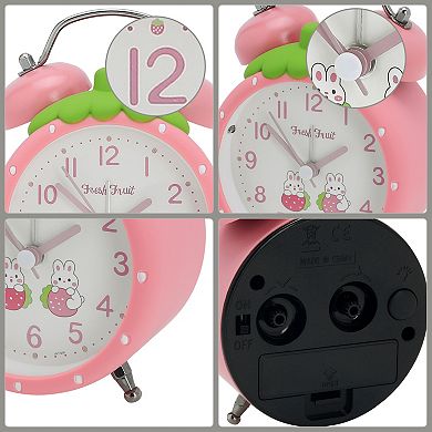 Strawberry Shape Alarm Clock, Traditional Dual Bell Design, Loud Alarm, for Bedroom 3.5"x2.4"x4.7"