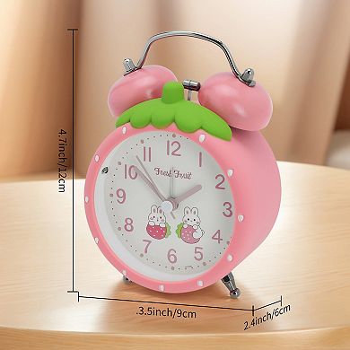 Strawberry Shape Alarm Clock, Traditional Dual Bell Design, Loud Alarm, for Bedroom 3.5"x2.4"x4.7"