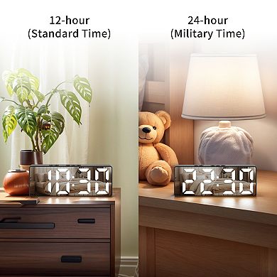 Dimmable LED Alarm Clock, 3-Level Brightness, Dual Alarms, Voice Control 6.3"x1.2"x2.4"