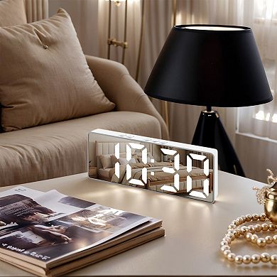 Dimmable LED Alarm Clock, 3-Level Brightness, Dual Alarms, Voice Control 6.3"x1.2"x2.4"