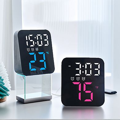 Digital Alarm Clock, Large LED Display, Three Alarms, Voice Control for Bedroom/Dorm 3.9"x1.6"x4.3"