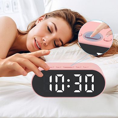 Compact Digital Alarm Clock, Small Size, Adjustable Volume, Dual Alarms for Travel 4.1"x1.6"x1.6"