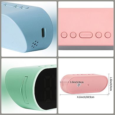 Compact Digital Alarm Clock, Small Size, Adjustable Volume, Dual Alarms for Travel 4.1"x1.6"x1.6"