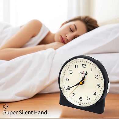 Table Alarm Clock, Retro-style Semi-Circular, Non-Tick Movement, Snooze Function 4.1"x2.6"x4.6"