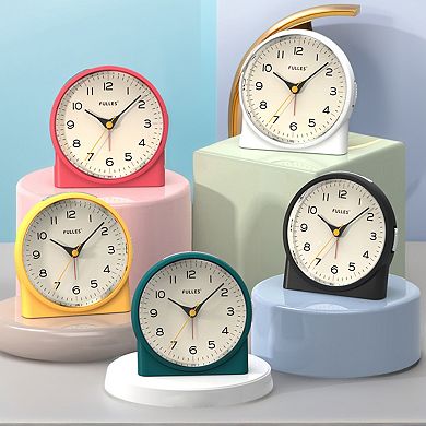 Table Alarm Clock, Retro-style Semi-Circular, Non-Tick Movement, Snooze Function 4.1"x2.6"x4.6"