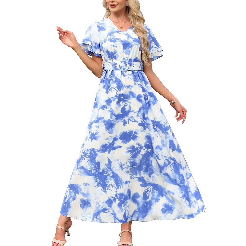 elan dresses Luxurious Organza Bridal Wear Maxi Off Shoulder Ruched Mesh Color:French Rose wobbleland