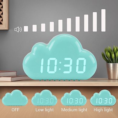 Cloud Design Alarm Clock, Three Alarms, Adjustable Brightness for Bedroom/Dorm 5.9"x1.6"x3.5"