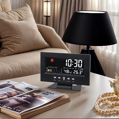 Electric Alarm Clock, Weather Forecast, Battery Backup, Simple Operation for Bedroom 5.9"x2.2"x4.7"