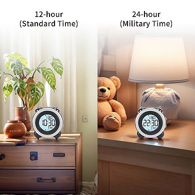 Digital Alarm Clock Large LED Display, Dual Alarms, Wired Shaker for Bedroom/Dorm 4.3"x2.4"x4.3"