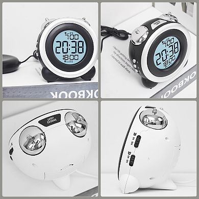 Digital Alarm Clock Large LED Display, Dual Alarms, Wired Shaker for Bedroom/Dorm 4.3"x2.4"x4.3"