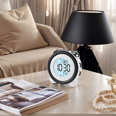 Digital Alarm Clock Large LED Display, Dual Alarms, Wired Shaker for Bedroom/Dorm 4.3"x2.4"x4.3"