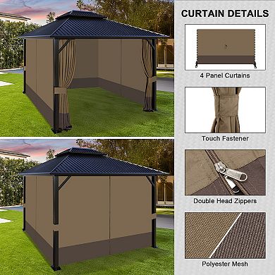 Aoodor Gazebo Curtain Replacement - Universal 4-panel Sidewalls 10' X 13'(curtain Only)