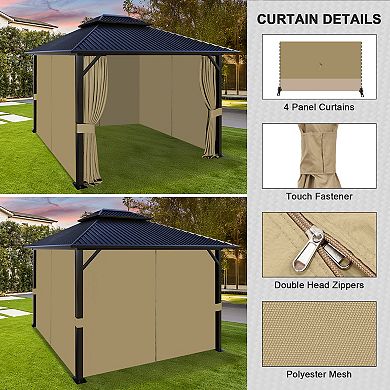 Aoodor Gazebo Curtain Replacement - Universal 4-panel Sidewalls 12' X 12'(curtain Only)