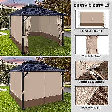 Aoodor Gazebo Replacement Curtain, 4-Privacy Panel Water-Resistant Gazebo Sidewalls(Curtains Only)
