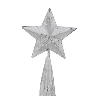 Set of 3 Resin Christmas Trees with Silver Foil & Star Toppers