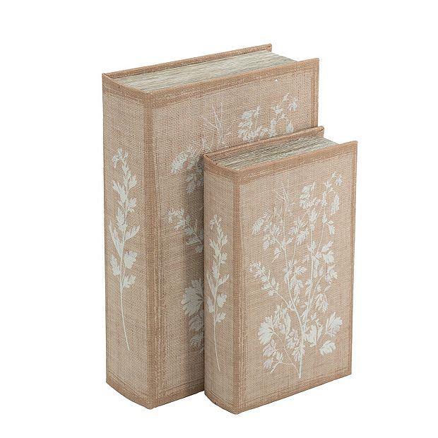 Set of 2 Decorative Book Boxes with Soft Multi-Colored Floral Motifs