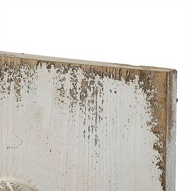Set of 2 Feather Wing Wall Panels, Distressed White Finish, 42x15.5"