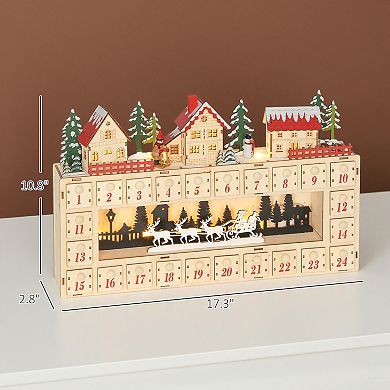 Christmas Advent Calendar with 24 Countdown Drawers and LED Lights