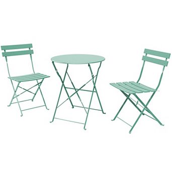 Yardgrace 3 pc Steel Folding Bistro Set with Table 2 Chairs for Patio Garden Balcony​
