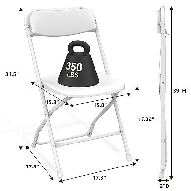 Yardgrce 2Pack Heavy Duty Plastic Folding Chairs Stackable Steel Frame Indoor Outdoor Seating