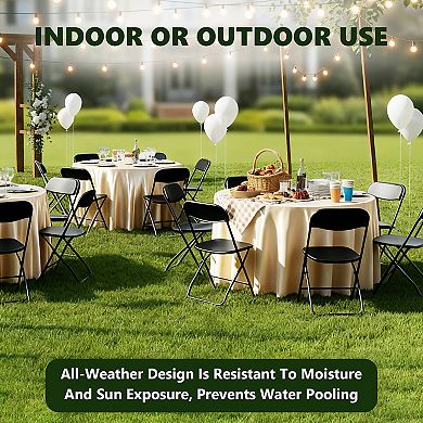 Yardgrce 2Pack Heavy Duty Plastic Folding Chairs Stackable Steel Frame Indoor Outdoor Seating