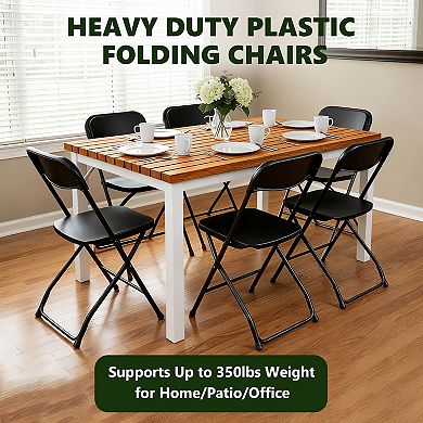 Yardgrce 2Pack Heavy Duty Plastic Folding Chairs Stackable Steel Frame Indoor Outdoor Seating