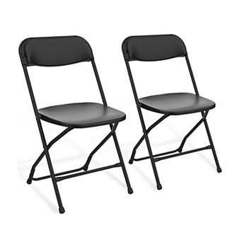 Yardgrce 2Pack Heavy Duty Plastic Folding Chairs Stackable Steel Frame Indoor Outdoor Seating