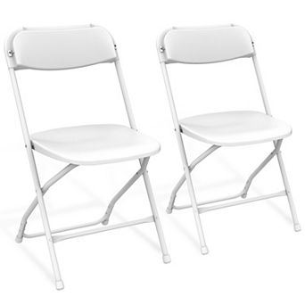 Yardgrce 2Pack Heavy Duty Plastic Folding Chairs Stackable Steel Frame Indoor Outdoor Seating