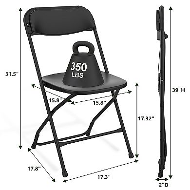 Yardgrce 4Pack Plastic Folding Chairs Stackable Steel Frame Indoor Outdoor Seating 350lb Capacity