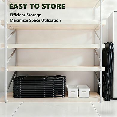 Yardgrce 4Pack Plastic Folding Chairs Stackable Steel Frame Indoor Outdoor Seating 350lb Capacity