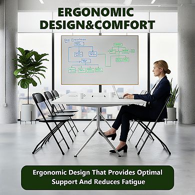 Yardgrce 4Pack Plastic Folding Chairs Stackable Steel Frame Indoor Outdoor Seating 350lb Capacity