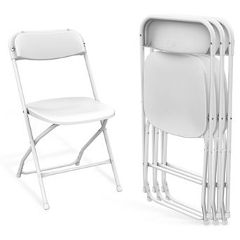 Yardgrce 4Pack Plastic Folding Chairs Stackable Steel Frame Indoor Outdoor Seating 350lb Capacity